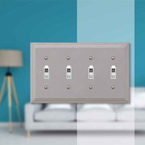 Vista 78 de Amerelle Steps - Placa de pared de metal fundido dúplex individual en níquel satinado