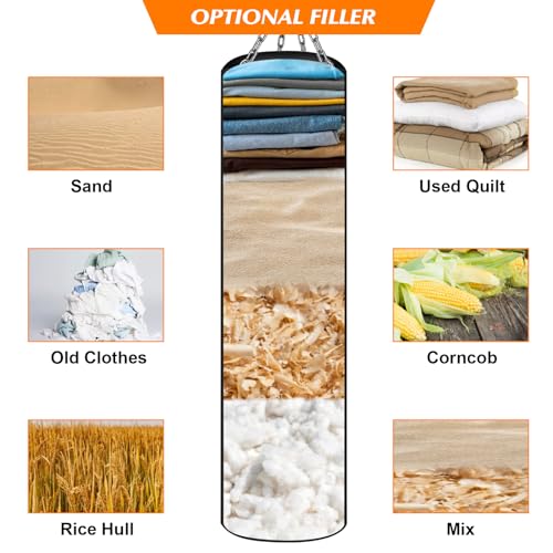 NZQXJXZ Saco de Boxeo Colgante, Equipo de Entrenamiento de Boxeo con Saco Boxeo Sin Relleno de 120cm, Pelota de Reflejos, Guantes de MMA, Muñequera, Set de Boxeo para Kárate Kickboxing Muay Thai - imagen 4