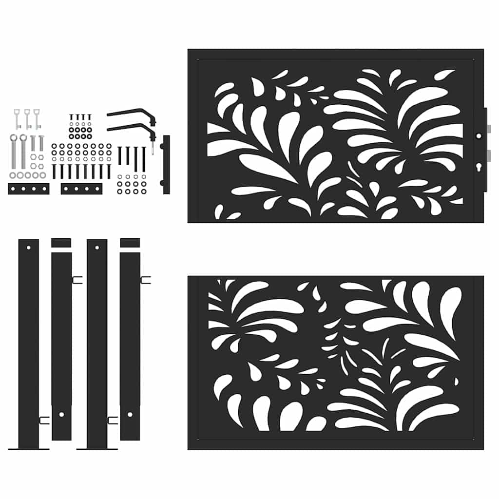 Générique Portail de Jardin Noir 105x106 cm Acier Conception de Vagues,Quincaillerie,Clôtures & barrières,Portillons,Noir,16.05 KG,4100969