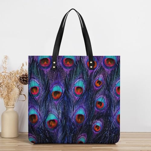 Sac à main shopper résistant pour voyage grand cabas violet paon - 3
