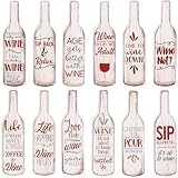 Paper Junkie Wine Magnets for Refrigerator - 4 in, Multi-Color, Pack of 12 - Decorative Wine Bottle Refrigerator Magnets