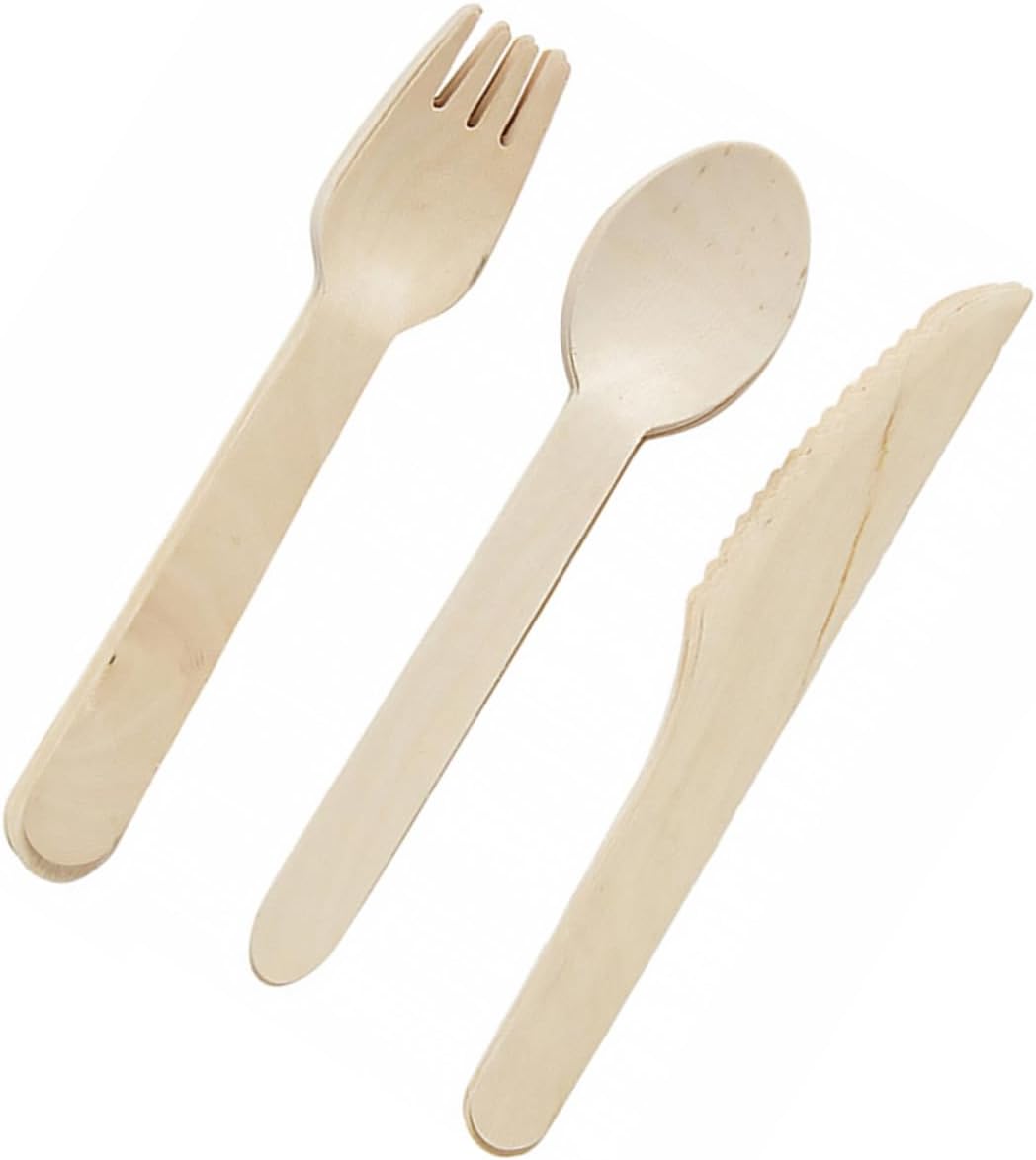 Healifty 12pcs Wooden Cutlery Set Disposable Spoons Forks Knives Eco-friendly Party Tableware Supplies for Birthday Gatherings and Outdoor Events