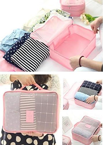 Miniatura 6 de King&Pig 6pcs organizador de viaje bolsas impermeables equipaje ropa acabado bolsa (rosa rojo), Rosa Rojo