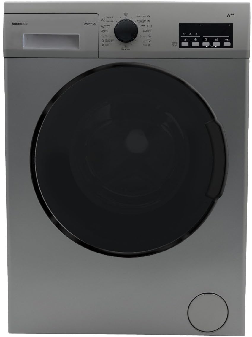 Baumatic 7KG Washing Machine Front Load 1000 RPM Silver Model BMEW7FSS - 2 Years Warranty