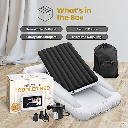 image for ELTOW Toddler Blow-Up Mattress with Sides, Inflatable Toddler Travel B