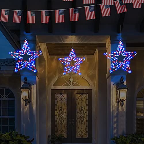 Blctec 4Th Of July Decorations, 3 Layers Of 14 Inch Super Big Stars Red White And Blue Lights With Rotatable Function, Durable Metal Frame Patriotic Lights With Remote, 8 Modes & Timer For Home Decor #TOP5