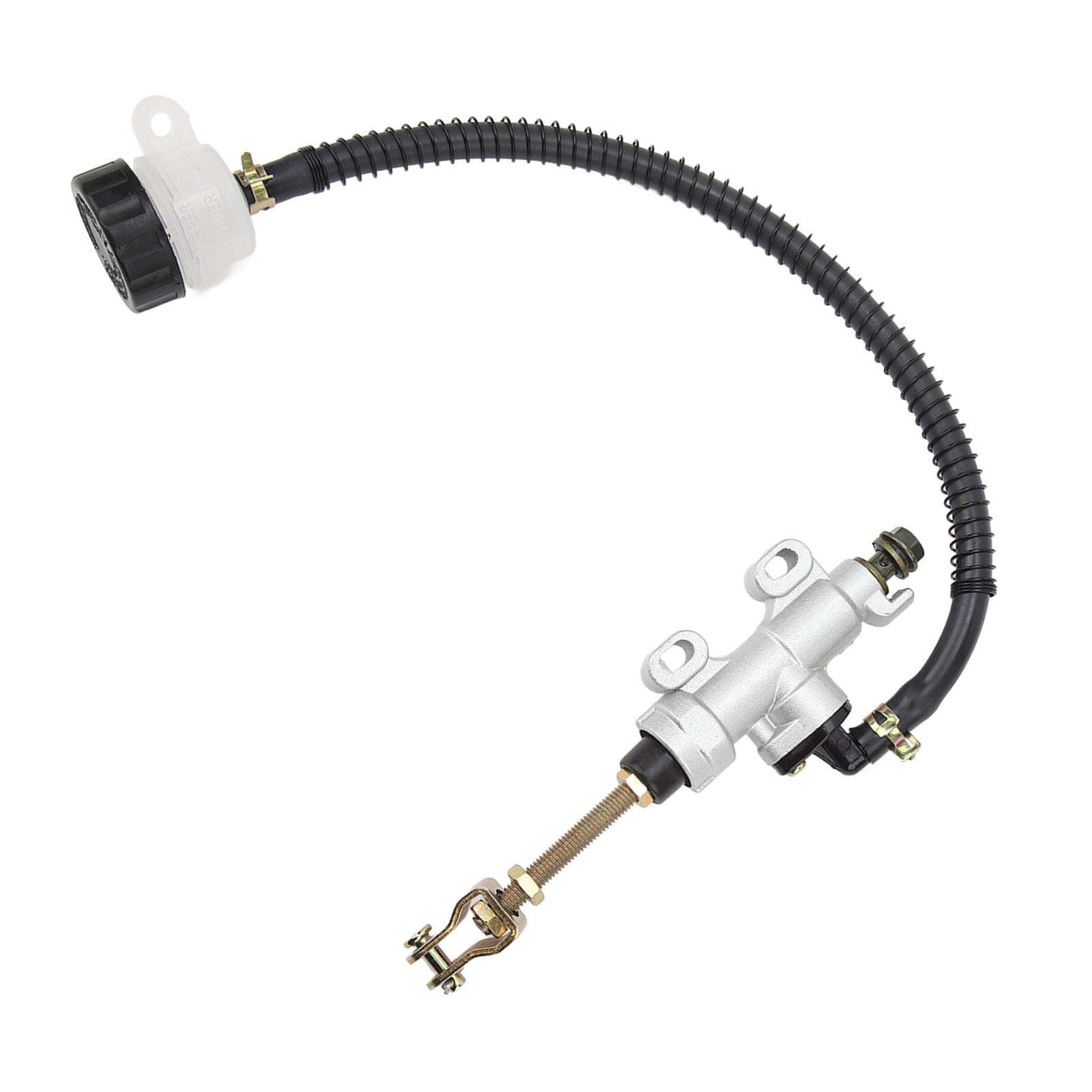 Akozon Depósito de la bomba del cilindro maestro hidráulico del freno de pie trasero para motocicleta Dirt Bike ATV(Blanco)