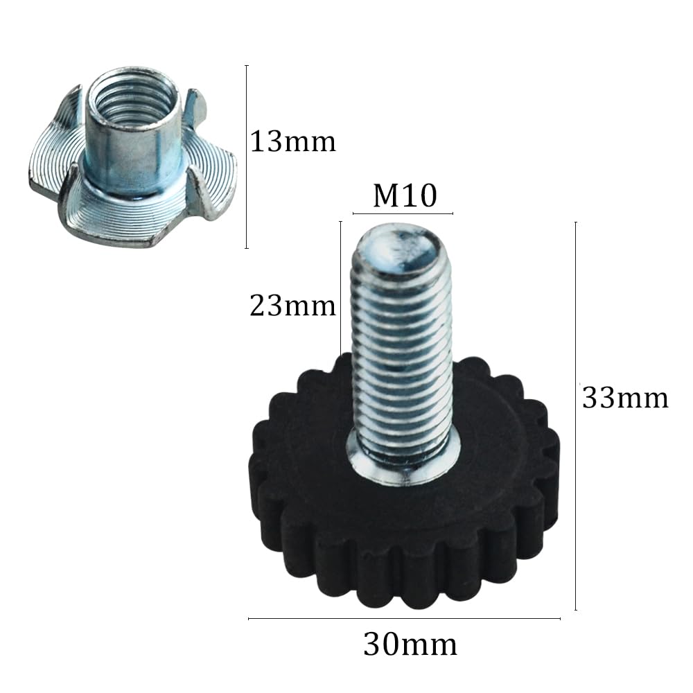 Sourcingmap M10 X 15 X 43mm Leveling Feet Adjustable Leveler Floor Protector Round Base For Furniture Chair Table Leg 12 Pack - View #3