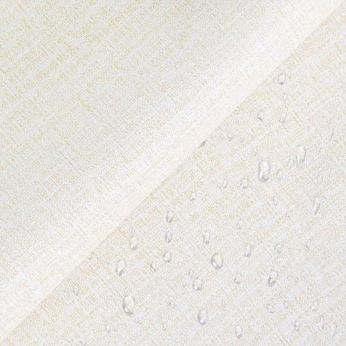 Yancorp 10ft Textured Fabric Cream Wallpaper Faux Grasscloth Beige Peel and Stick Self-Adhesive Linen Removable Wall Paper Cabinets Counter Top Liners