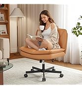 DurayLoly Criss Cross Chair with Wheels,Cross Legged Office Chair with 2 Layer Comfty Leather & B...