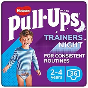 Huggies Pull-Ups, Trainers Night Nappy Pants for Boys, 2-4 Years – Size 6-7 Pull Up Nappies (36 Pants) – Extra Night…