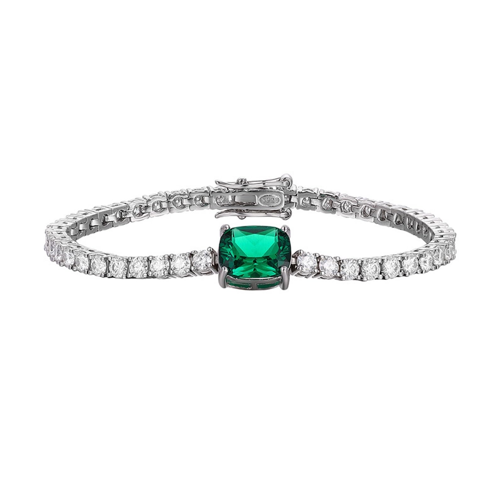 LYGBAOFUL Armband mit Blumen-Zirkon-Moissanit-Tennis-Armband für Damen, 925er-Sterlingsilber, D-Farbe, Moissanit-Diamant-Gliederarmband, platiniert (roter Korund, 21 cm)