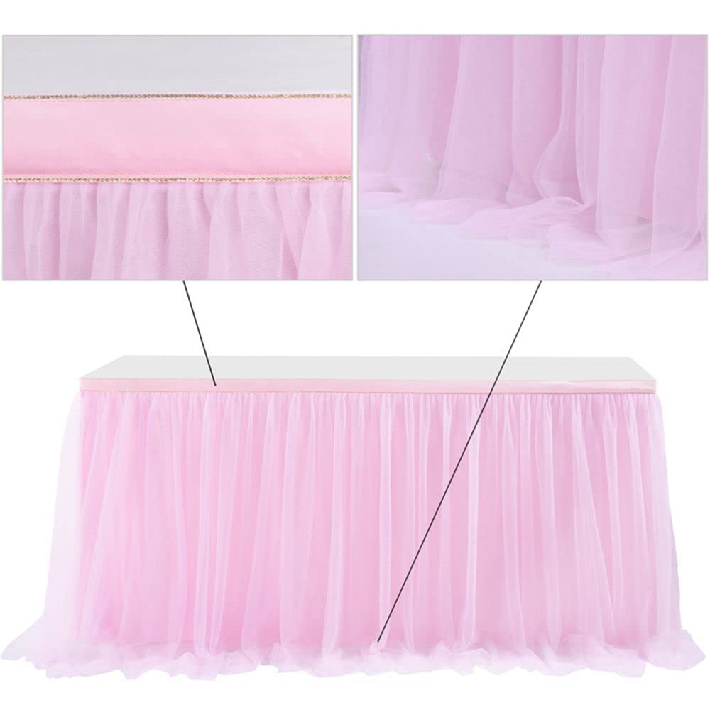 Tulle Baby Tavolo Gonna Tovaglia Tavolo Rosa Battiscopa per torta Tavolo Compleanno Matrimonio Banchetto Baby Doccia Festa Decorazione Forniture - Italia
