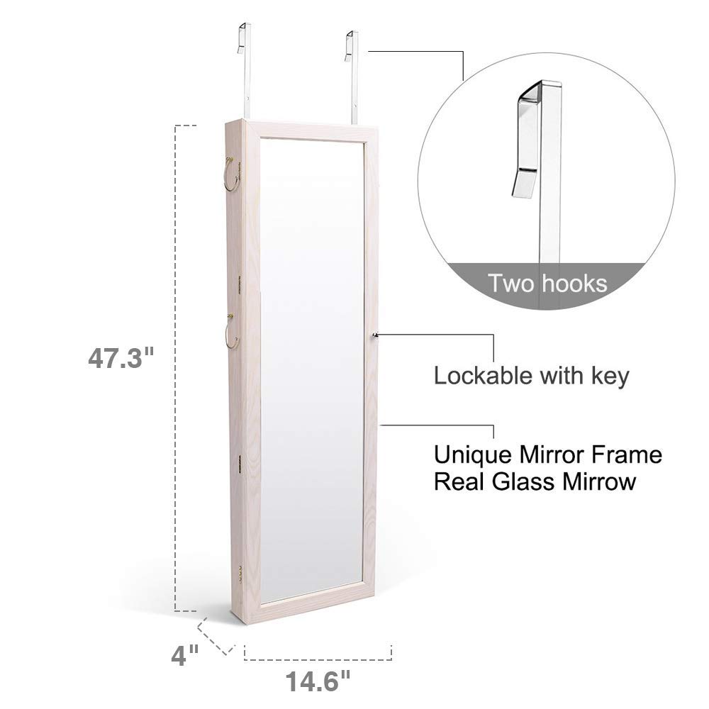 Titan Mall Jewelry Wall Door Mounted Jewelry Organizer Mounted Lockable Jewelry Armoire