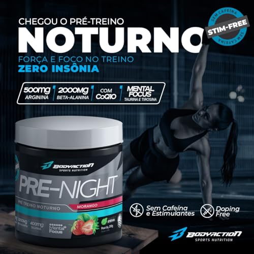 Pré Treino Noturono Pre-Night 200g Sabor Morango Bodyaction