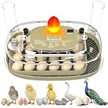 Incubator for Hatching 24 Eggs-Eggs Capacity, Auto Egg Turner & New Auto Precision Humidity Control System, 360° Clear Viewing for Chicken, Duck and Quail (Yellow) (24Egg Green)