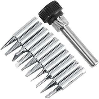 900M-T Series Copper Base Solder Iron Tips Set Electroplating Iron and Replaceable Low Temperature Soldering Shape I B K 1.2D 1.6D 2.4D 3.2D 2C 3C 4C[10 pcs Tips +1 Retaining