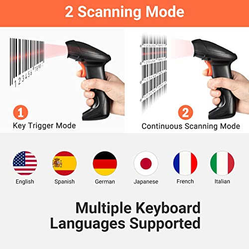 Image of Tera 1D Wireless Barcode Scanner USB Cradle Charging Base Handheld Laser Bar Code Reader 1D Automatic Sensing Fast and Precise Scanner 6100
