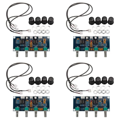 Bloepum 4X NE5532 Tone Board Preamp Pre-Amp with Treble Bass Volume Adjustment Pre-Amplifier Tone Controller for Amplifier Board