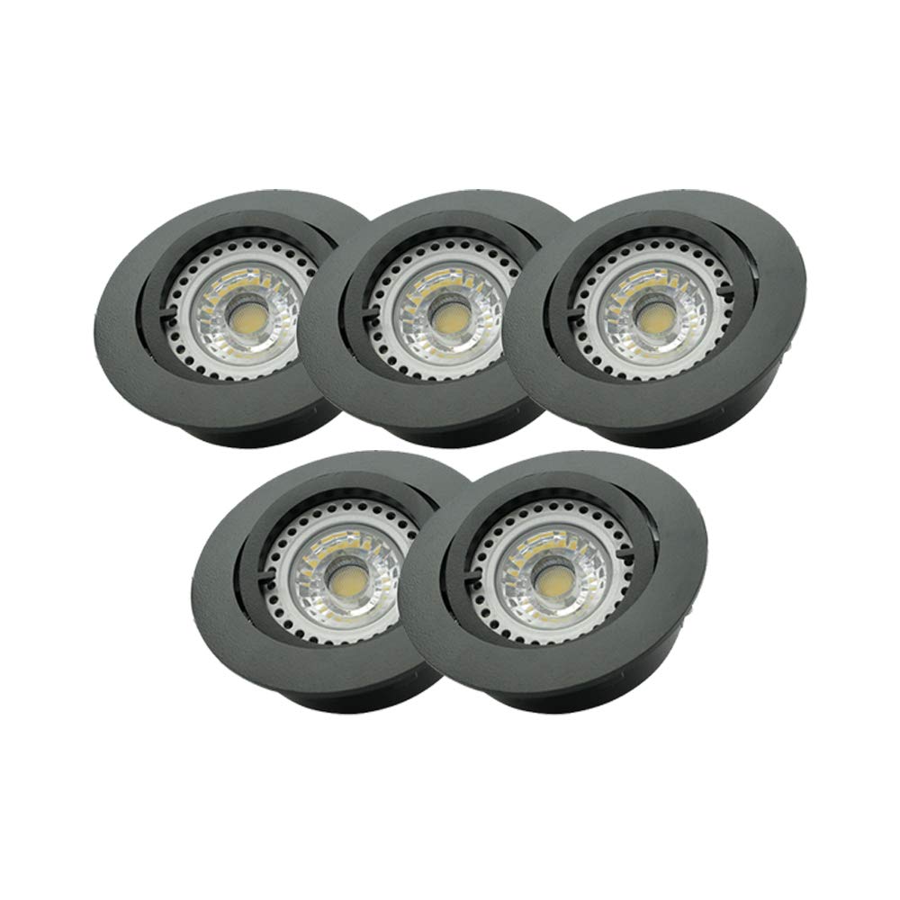 LED Einbaustrahler schwenkbar ultra flach Deckeneinbaustrahler Spot dimmbar Warmweiß 2700K IP20 (Schwarz matt, 5er Set)