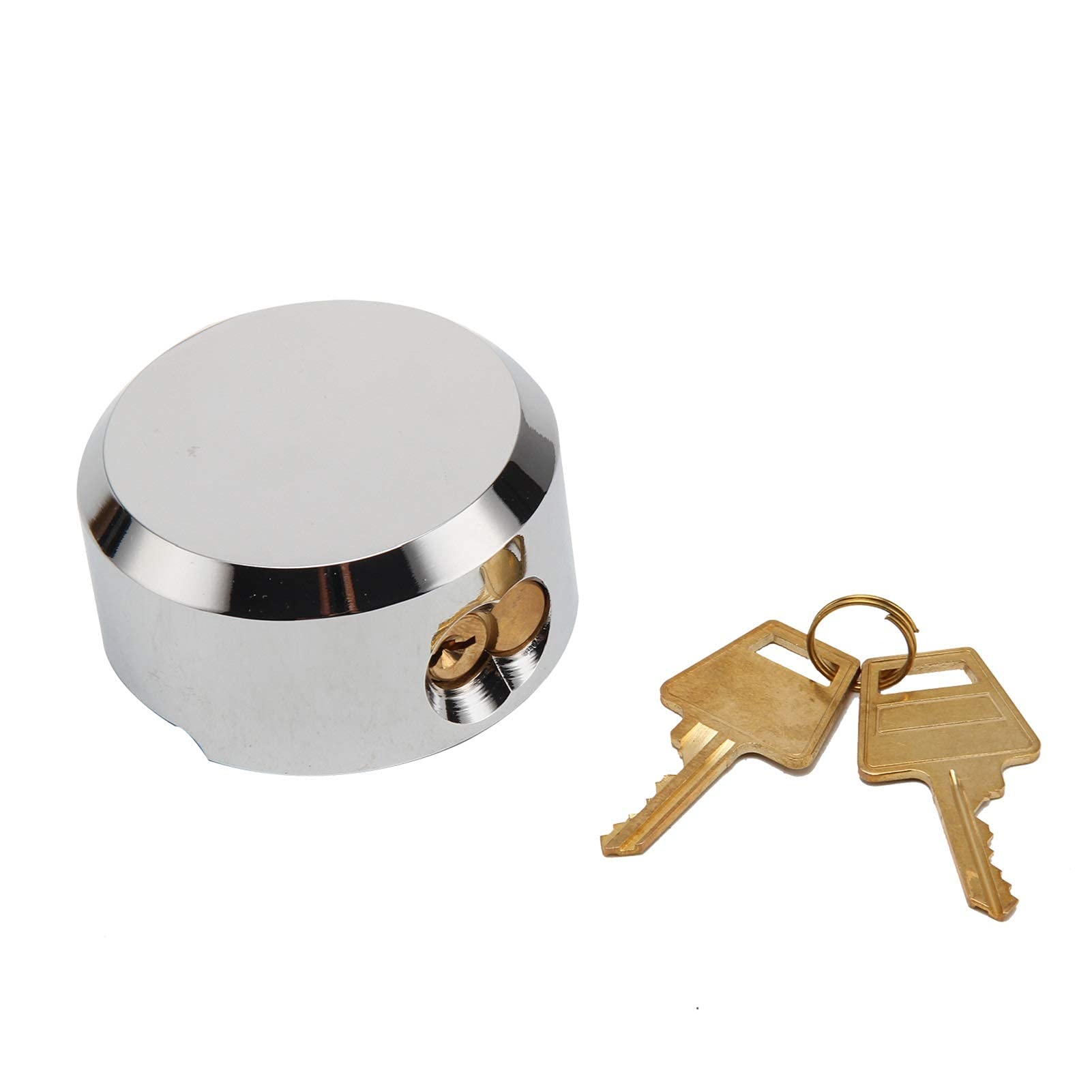 Youyijia 2PCS Shackleless Padlock Sliver Heavy Van Lock Round Concealed with 2 Keys Hardened Steel Duty Chrome Plated Security Door for Replacing a Variety of Locks, Silver With Keys