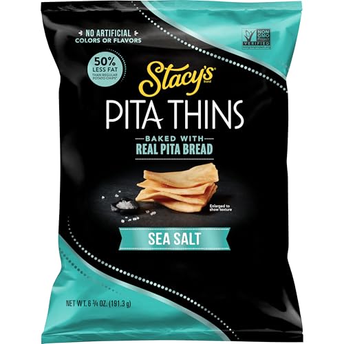 Stacy’s Pita Thins, Sea Salt, No Artificial Colors or Flavors, 6.75oz Bag