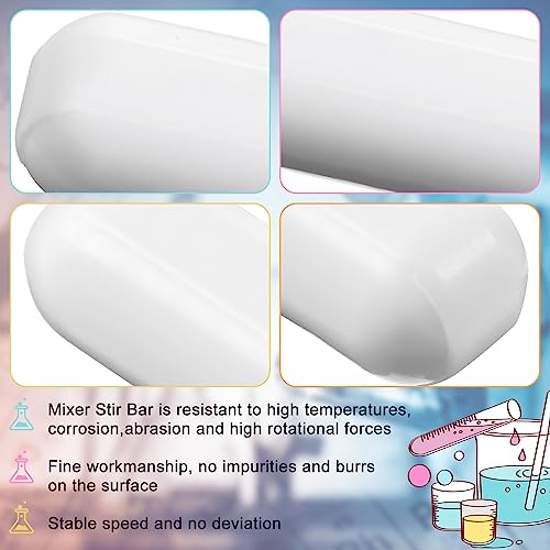 Image of Weewooday 2 Pieces PTFE Magnetic Mixer Stirrer Bar, White Color Stainless Steel Laboratory PTFE Stir Plate Bar, Mixing Plate Magnet Stick (30 Mm / 1.18 Inch)