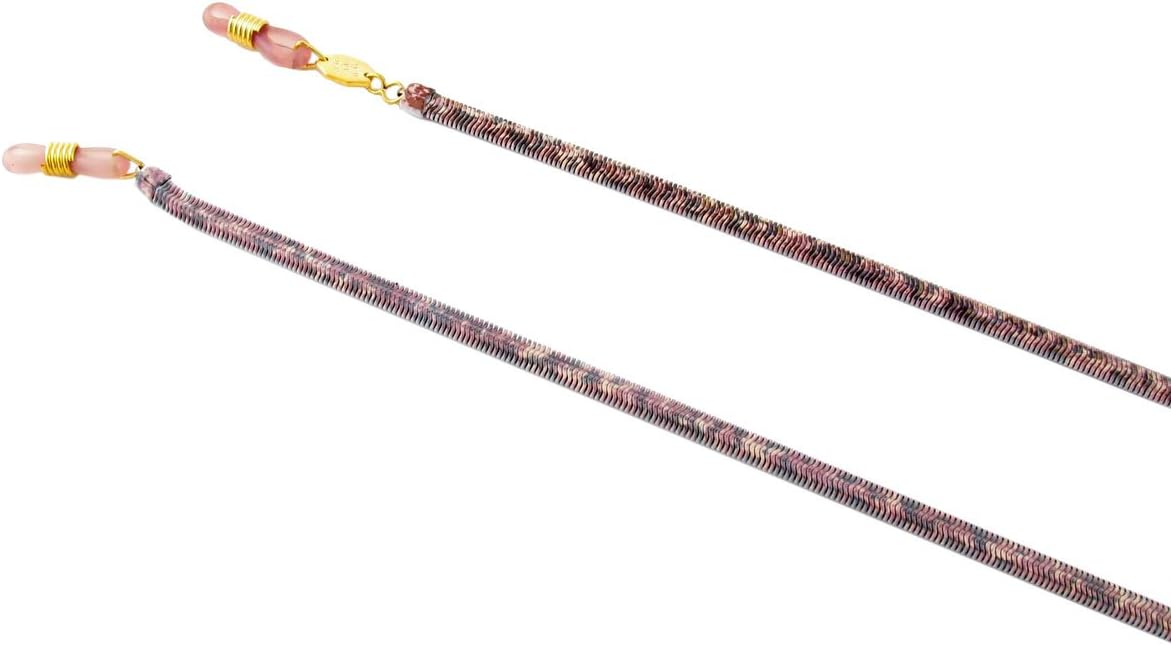 Giorgio Fedon Eyeglass Necklace Pink/Purple Snakeskin 27.5" Sunglass Chain Eyeglasses Retainer Holder Adjustable Rubber Ends