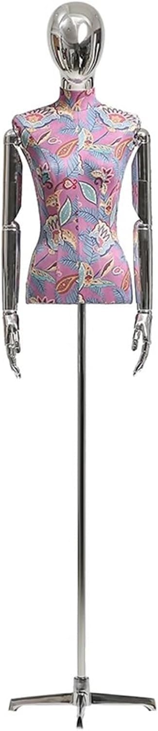 CONGRUI Female Mannequin Torso Adjustable Height 55 11 74 8 Inches Electroplating Head and Arm Can Rotate 360 Be Disassembled(Rose Red)