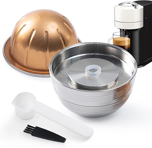 Cápsula de café de metal de acero inoxidable compatible con V-ERTUO NEXT Cápsulas de café N-espresso reutilizables (1 cápsula de metal + carcasa de