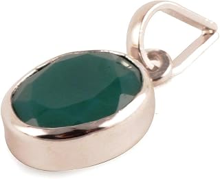 numeroastro Natural & Original Emerald | Panna Gemstone Pendant In White Metal With Lab Certificate For Men & Women (5.5-6... Price In India