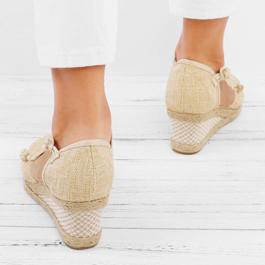 Espadrillas con Zeppa da Donna Espadrillas Estivi a Punta Chiuse Scarpe Classiche Ciabatte Plateau Basso Fibbia Regolabile Caviglia Cinghia Elegante Sandalo Bohemia Sandali Zeppa Platform