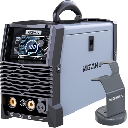 Image of 180A MIG Welder Machine with MIGVAN Magnetic MIG Welding Torch Holder, 110V/220V Dual Voltage Gas/Gasless Flux Core/Lift TIG/Stick/Spool Gun 5-in-1 Synergic Welding with 2T/4T