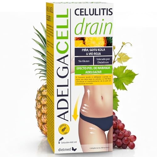 Drenante Líquido con Piña, Vid Roja y Centella Asiática - Apoyo Metabólico y Piel - Fórmula Concentrada Sin Azúcar - Adelgacell Celulitis Drain 600 ml - Dietmed