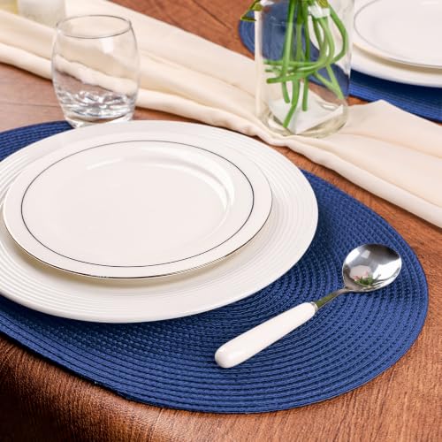 AHHFSMEI Placemats Set of 4 for Dining Table Washable Woven Non-Slip 18x12 inches Placemat Heat-Resistant Durable Table Mats for Dining Table Easy to Clean(Navy Blue 4) by AHHFSMEI - Used condition - Image 5