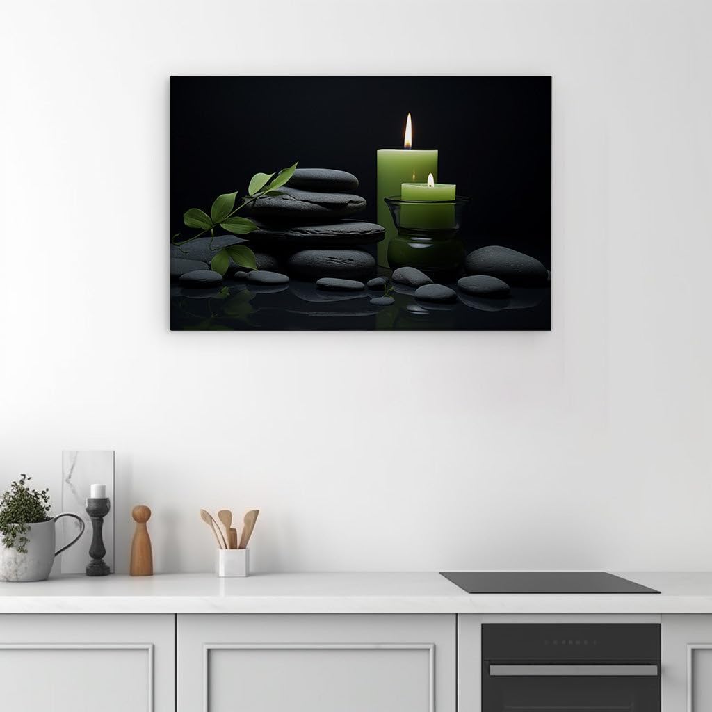 Canvas for Living room. Illuminating Serenity: A Study in Green Hues and Tranquil Tones, 27 x 18 inch Canvas Wall Art - Contemporary Masterpieces - Modern Home Decor - 69x46 cm (27x18 inch)