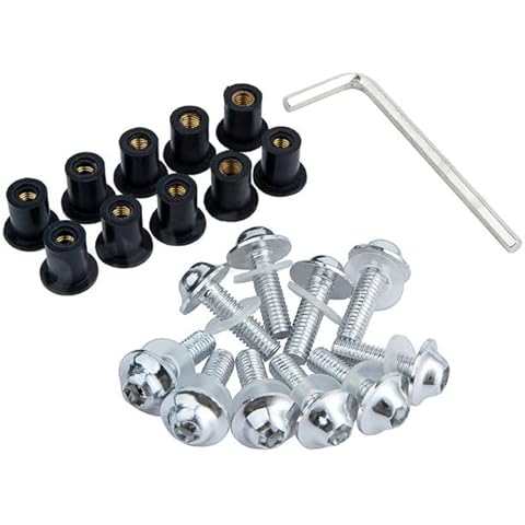 Coolboyer 10PCS M5x16mm Universal Motorcycle Windscreen Windshield CNC Bolts Screws Nut Fastener for Honda Suzuki Yamaha Kawasaki (Silver) Cover
