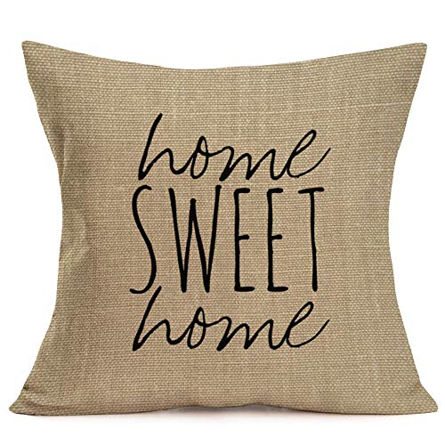 Sharej Home Sweet Home Decorative Throw Pillow Covers Cotton Linen Inspirational Warm Quotes Home Decor Cushion Covers 18 X 18 Inch,Set Of 4 #TOP4