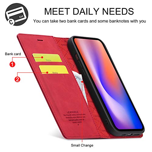 Étui iPhone 13 Pro Max clapet magnétique rabat support vidéo rouge