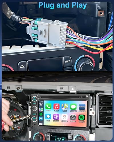 Radio para auto con CD, DVD, CarPlay inalámbrico y cámara 7" miniatura 4