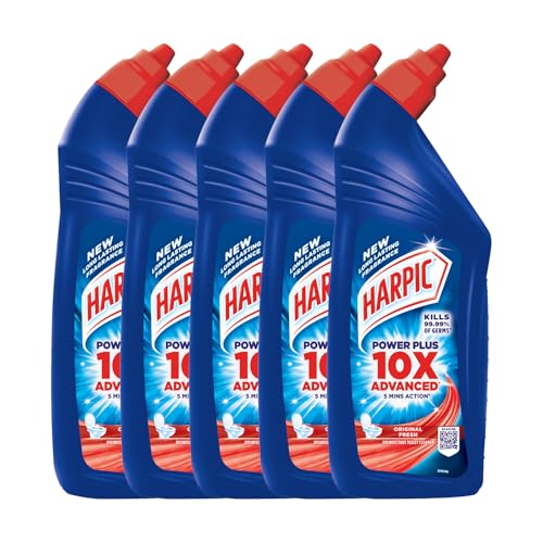 Image of Harpic 1 Litre (Pack of 5) Disinfectant Toilet Cleaner Liquid, Original | Thick Toilet Cleaner Suitable for Toilet Bowls