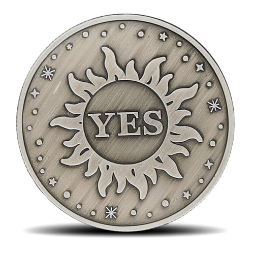 Decision Making Challenge Coin - Yes and No Design with Sun and Moon Motifs - Fun and Practical Tool for Choices