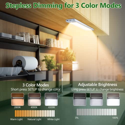 60 LED Under Cabinet Lights 2 Packs, 3 Color Temperatures Motion Sensor Light Indoor, 2500mAh Rechargeable Stepless Dimmable Closet Lighting, Wireless Night for Drawer, Wardrobe, Kitchen, Hallway 60 LED Under Cabinet Lights 2 Packs, 3 Color Temperatures Motion Sensor Light Indoor, 2500mAh Rechargeable Stepless Dimmable Closet Lighting, Wireless Night for Drawer, Wardrobe, Kitchen, Hallway