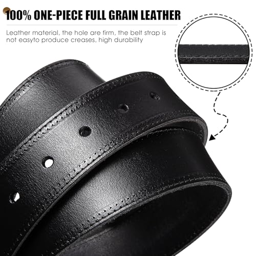 HJones Western Belts Genuine Full Grain Leather Belt for Belt Buckle Men's, 1.5" Replacement Belt Strap Without Buckle2