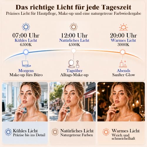 MOMOKUBA Kosmetikspiegel mit Beleuchtung, Vergrößerungsspiegel mit Licht 30fach, Kosmetikspiegel mit Vergrößerung 7"… – Ansicht 2