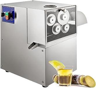 Electric Sugarcane Press 550lb/h Output Sugar Cane Juicer Machine with Transparent Door for Commercial & Home Sugar Cane Juicing Extractor Machine, 38X43X48cm, 3 Stainless Steel Rollers
