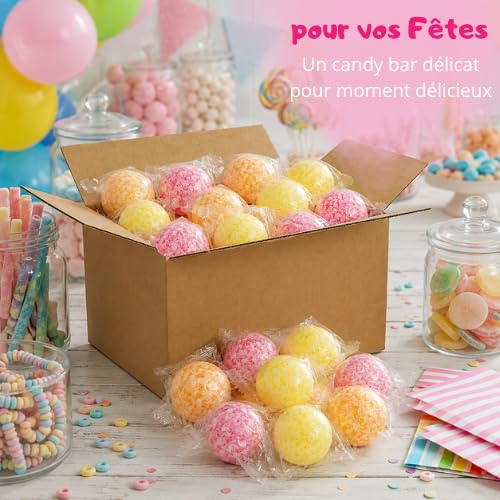 Bonbons d’Enfance - 50 Boules Coco emballées individuellement | Bonbons rétro multicolores à la noix de coco - Anniversaire, fête, candy bar, piñata, kermesse - Emballage individuel