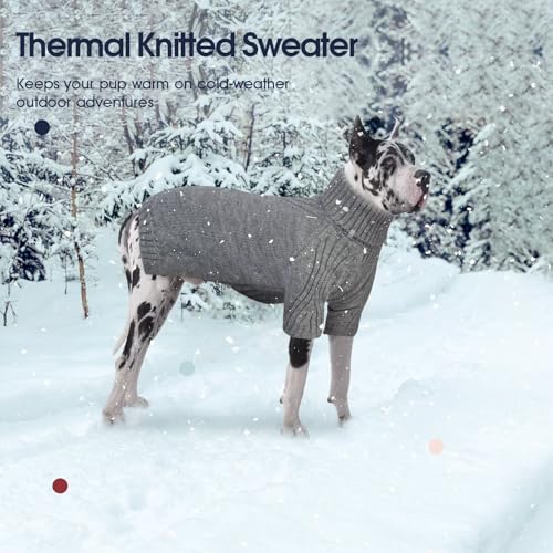 Image of Great Dane Sweater,5XL Extra Large Sweater for Giant Breed Dogs in Winter | Turtleneck Cold Weather Outfit, For Senior & Short-haired Giant Dog Clothes, Elastic Pullover for Saint Bernard,Mastiff