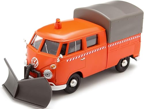 Motormax Volkswagen Tipo 2 (T1) Camión naranja con quitanieves y carcasa de cámper 124 fundido a troquel modelo de coche