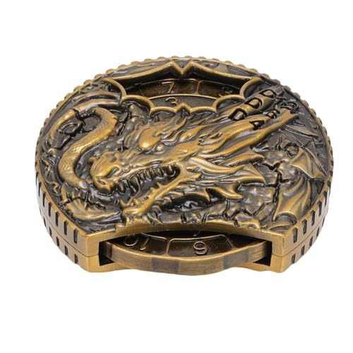 Annadue Dés Rotatifs en Métal 7 en 1 en Alliage de Zinc pour Donjons et Dragons DND, Jeu de Dés de Remplacement pour Jeu de Rôle sur Table, Spinner Polyédrique pour RPG Pathfinder (Bronze)